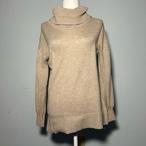 Loft Beige Cowlneck High Low Tunic Sweater Size Medium
